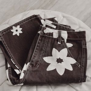 PacSun Brown Floral Boyfriend Carpenter Pants | Size 25